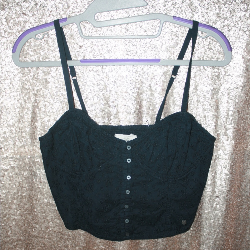 Abercrombie & Fitch Navy Eyelet Corset Crop Top